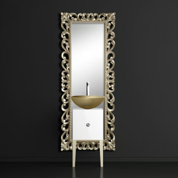 MONNALISA PRESTIGE VENICE GOLD/SILVER - Single wooden vanity unit with mirror by Glass Design - view 3